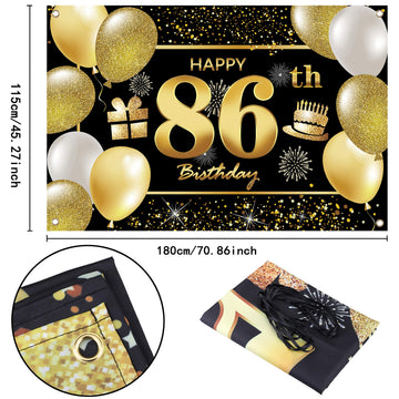 86Th Happy Birthday Banner Birthday Decorations For Men Birthday Party Decorations Birthday Backdrop