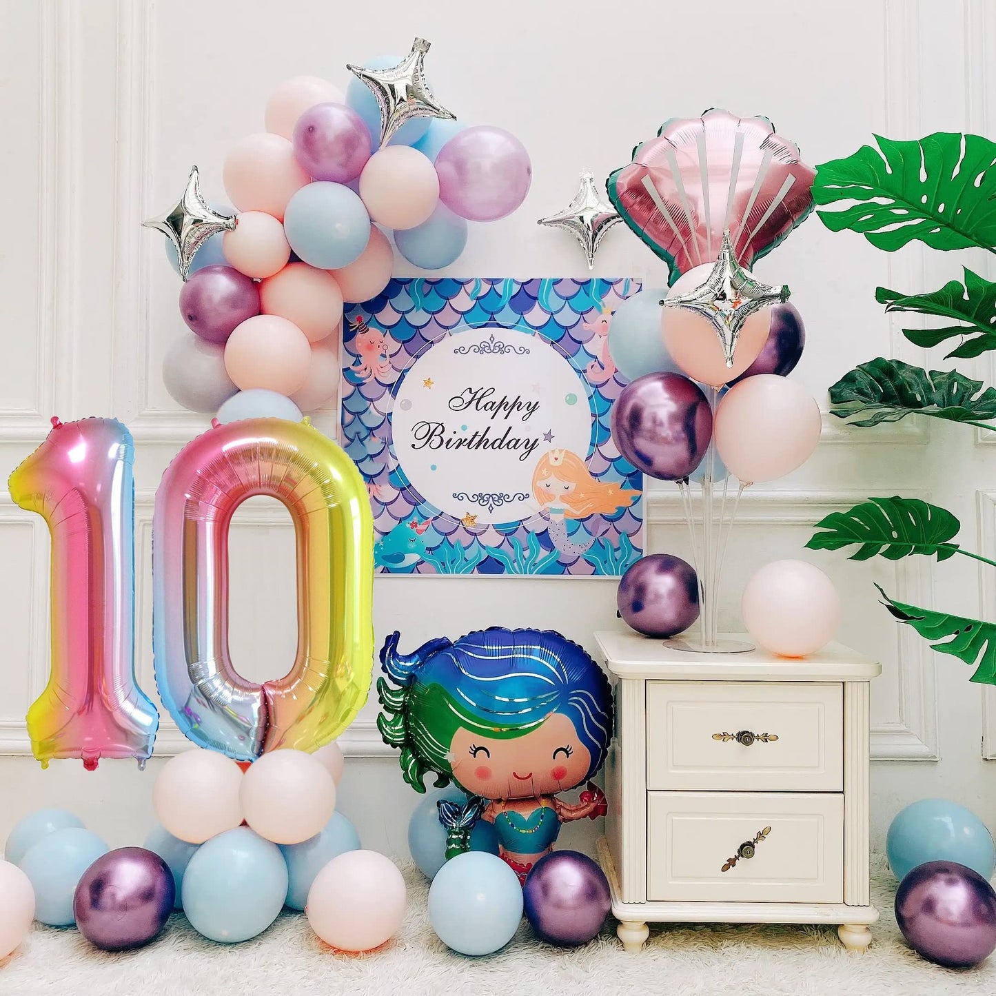 Smlpuame 40 Inch Number Balloons 0-9 Rainbow Gradient Large Number 10 Balloons, Digital Balloons For Birthday Party Celebration