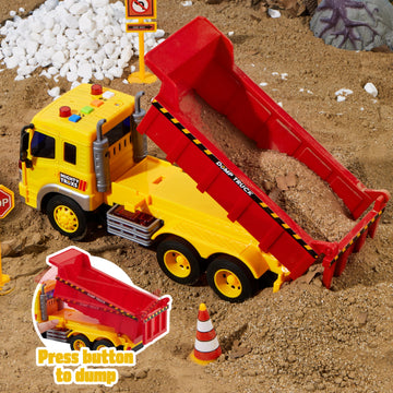 JOYIN 3 Pack Construction Toy - Excavator, Dump Truck and Loader, Moveable Claw & Lifting Back, Construction Truck Toy, Christma