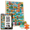 National Parks Puzzle for Adults with Frame 500 Pieces, Hand-Drawn Illustrations of National Parks, Zion, Yellowstone, Yosemite,