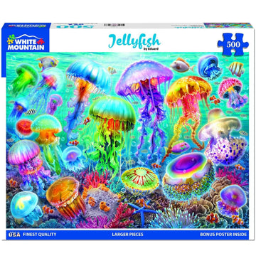 White Mountain Jellyfish Puzzle 500 Piece Vintage Summer Jigsaw Puzzles for Adults and Families