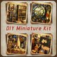 Book Nook Kit, Mojino Diy Miniature 3D Puzzle Wooden Bookends Dollhouse With Led Lights For Bookshelf Decor, Tiny Miniverse Mode