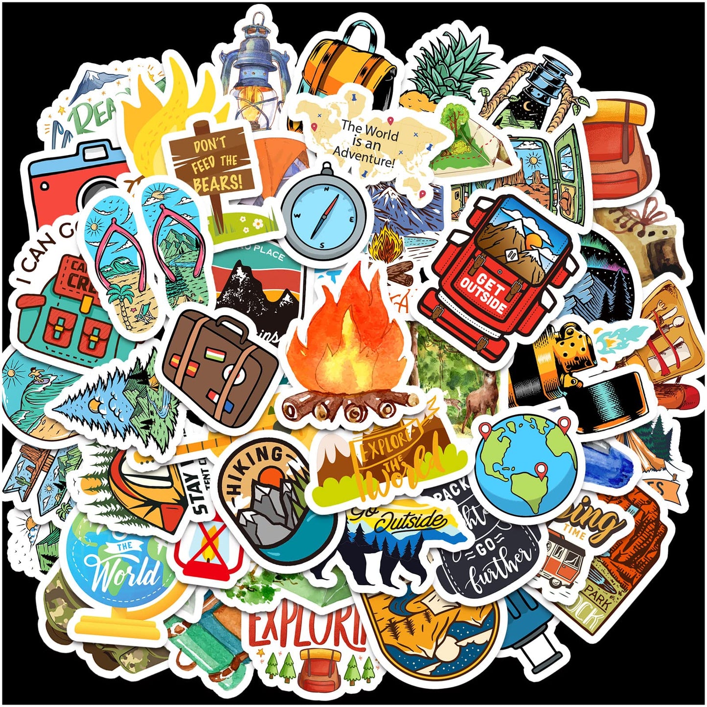 Cool Camping Adhesive Stickers 670 Counts Adventure Hiking Stickers For Adults Birthday Invitations Decorations Party Goodie Gifts Bags Decor School Game Class Rewards Water Bottle Sticker