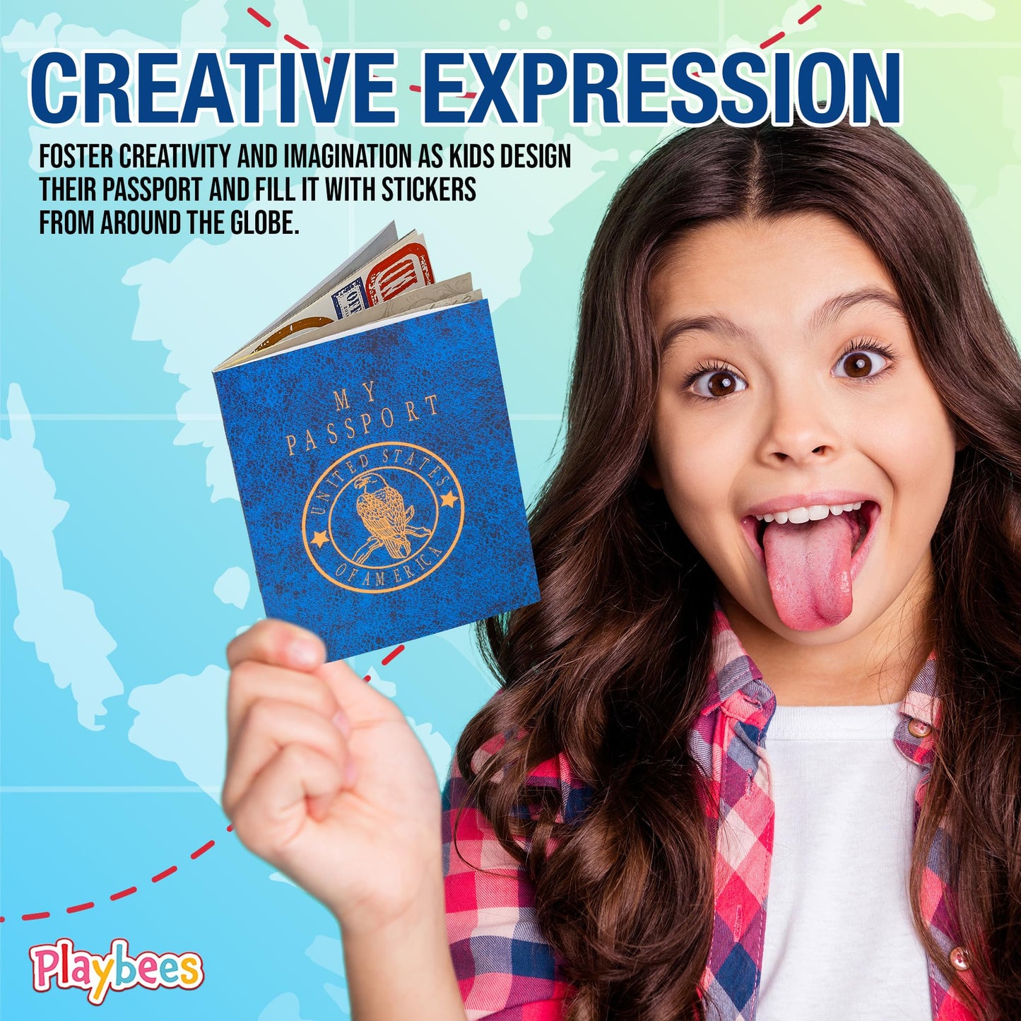 Playbees Passport Sticker Book for Boys and Girls - 12 Pack - Pad of Famous Places Motivational Treats, Party Favors, Game Prize