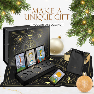 Wyspell Tarot Kit Includes Gold Tarot Cards With Guide Book, A Tarot Cloth, A Tarot Bag, A Tarot Journal, And A Classic Tarot Deck Holder - Beautiful Tarot Cards For Beginners Kit