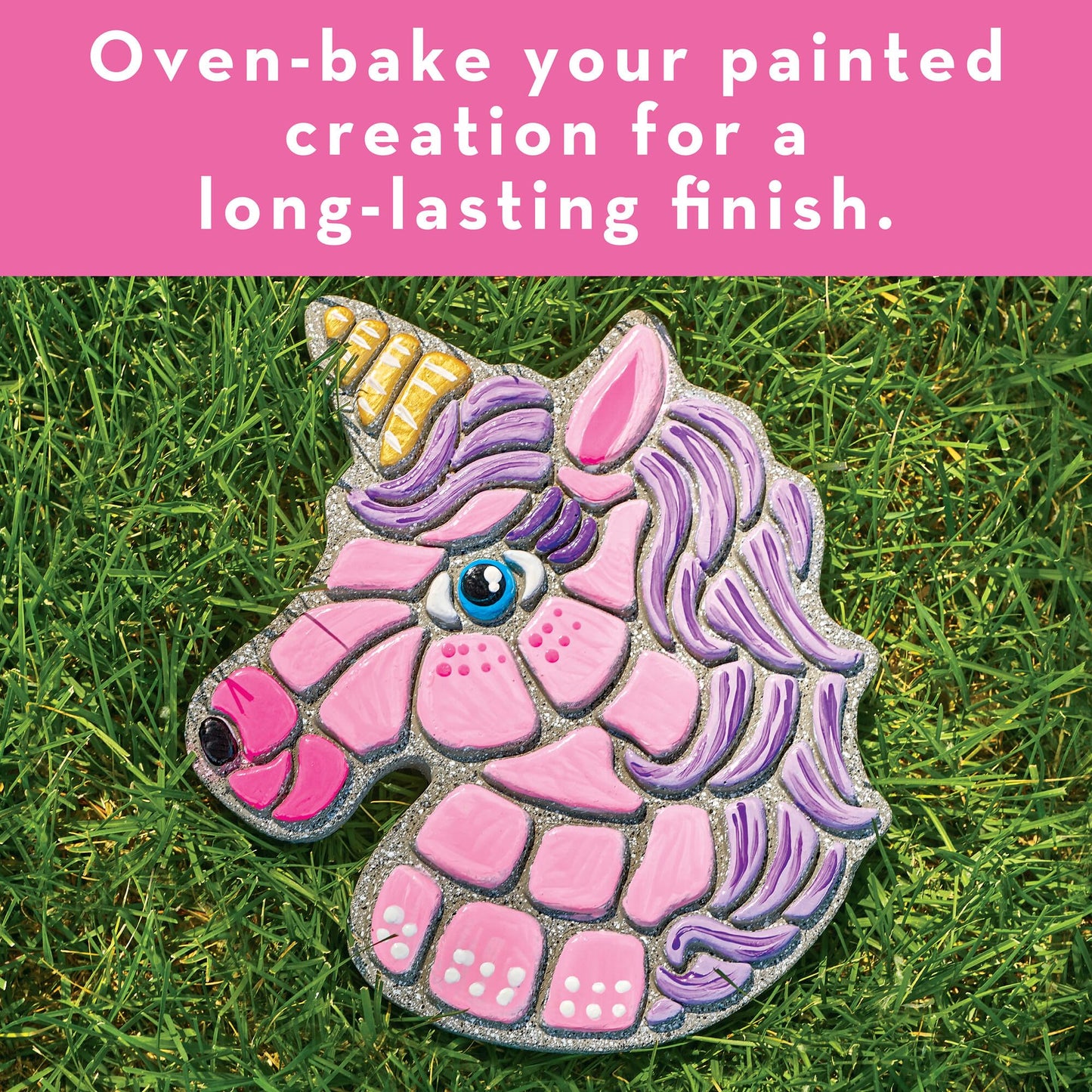 MindWare Paint Your Own Stepping Stone Unicorn Kit - Weatherproof Stone, 10” x 9”, Natural Stone, Model 13818689