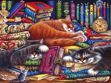 RoseArt 1000 Piece Jigsaw Puzzle - The Old Book Shops Cats - Multi-colored - Model 1600ZZCL - Perfect for Adults