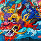 Lucky Puzzles - Kabuki Red Dragon - 1000 Piece Jigsaw Puzzle for Adults | Vibrant Graffiti Art Puzzle | Best New Japanese Dragon
