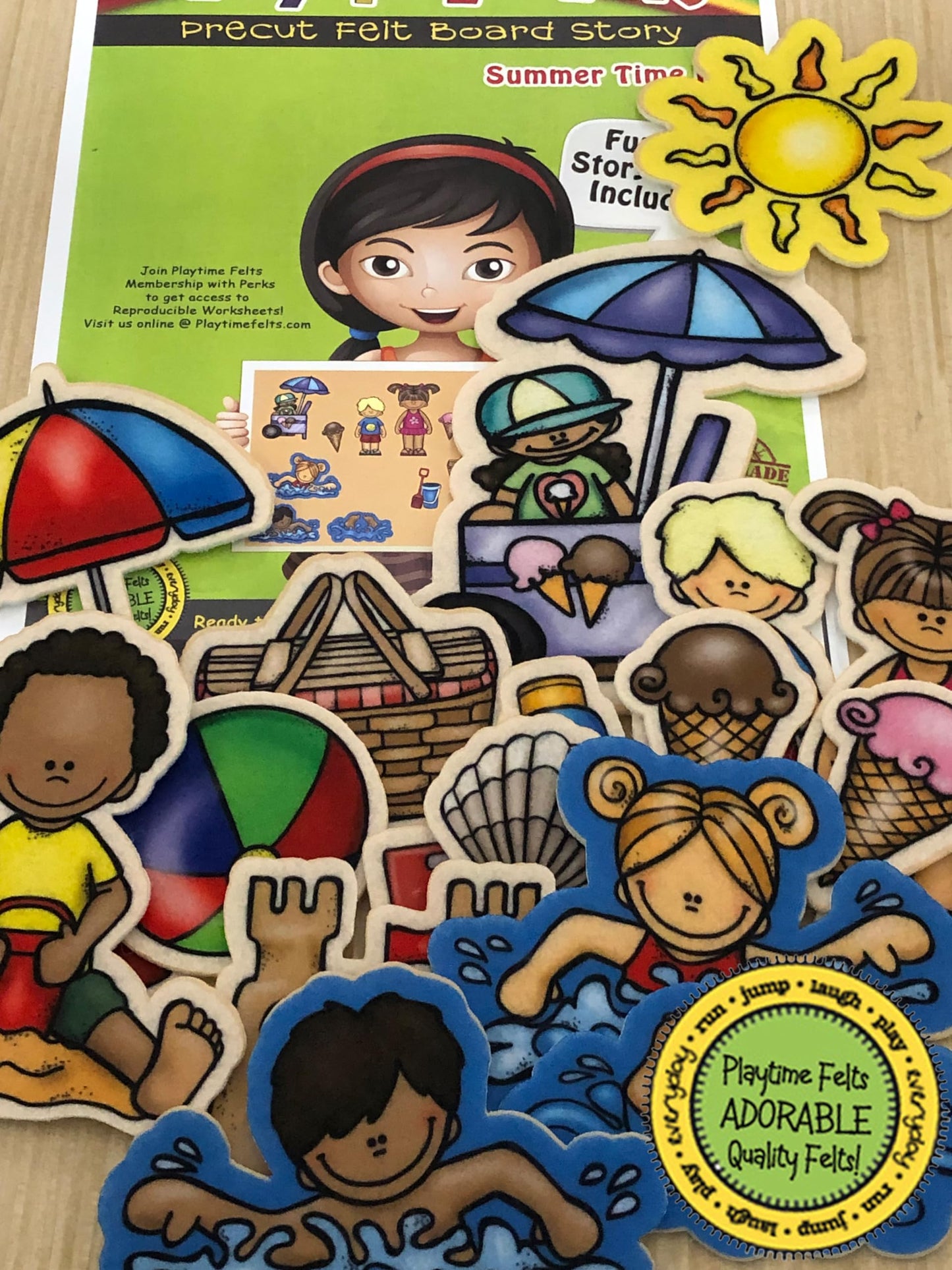 Summer Time Fun Felt Set | PRECUT & Ready to Play Felt Story Pieces for Flannel Board Teaching - Adorable Felt Characters by Pla