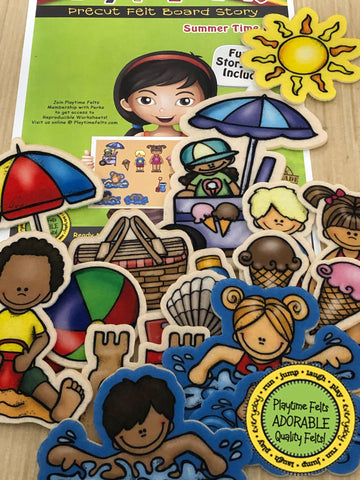 Summer Time Fun Felt Set | PRECUT & Ready to Play Felt Story Pieces for Flannel Board Teaching - Adorable Felt Characters by Pla