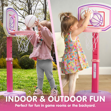 Joyin Toddler Basketball Hoop, Adjustable Basketball Goal With 4 Balls For Kids Indoor Outdoor Play, Basketball Arcade Game, Christmas Birthday Gift For Boys Girls Age 1 And Up - Air Pump Included