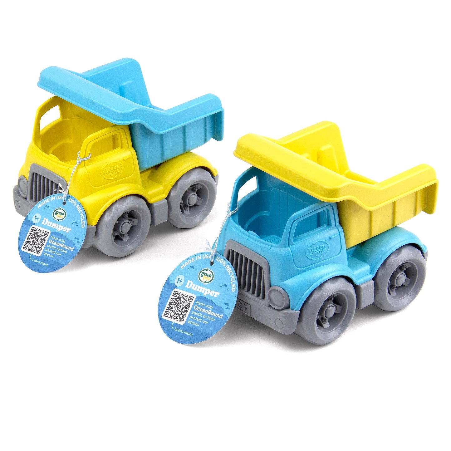 Green Toys OceanBound Dumper - Construction Truck - 2023, Yellow/Blue