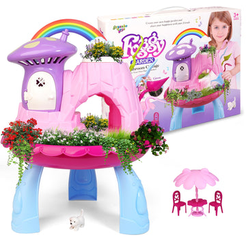 Greenbo Kids Fairy Garden Kit | Indoor & Outdoor Fairy Toy Gardening Set With House, Mist, Music, Light & Tools | Fairy Garden Kit For Kids To Grow, Play, And Learn | For Girls & Boys Of Ages 3 And Up