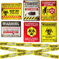 4Es Novelty 6 Warning Signs 11x14 with Caution Tape Roll 20 Feet - Halloween Zombie Party Decorations Halloween Indoor Outdoor 