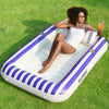 SLOOSH Inflatable Tanning Pool Lounger Float  70 x 46 Pool Floats mature-themed with Pillow  4 in 1 Suntan Tub Raft Floatie Sunbathing Bed Lounge for Water Blow Up Ball Pit Party Gifts Navyblue Stripe