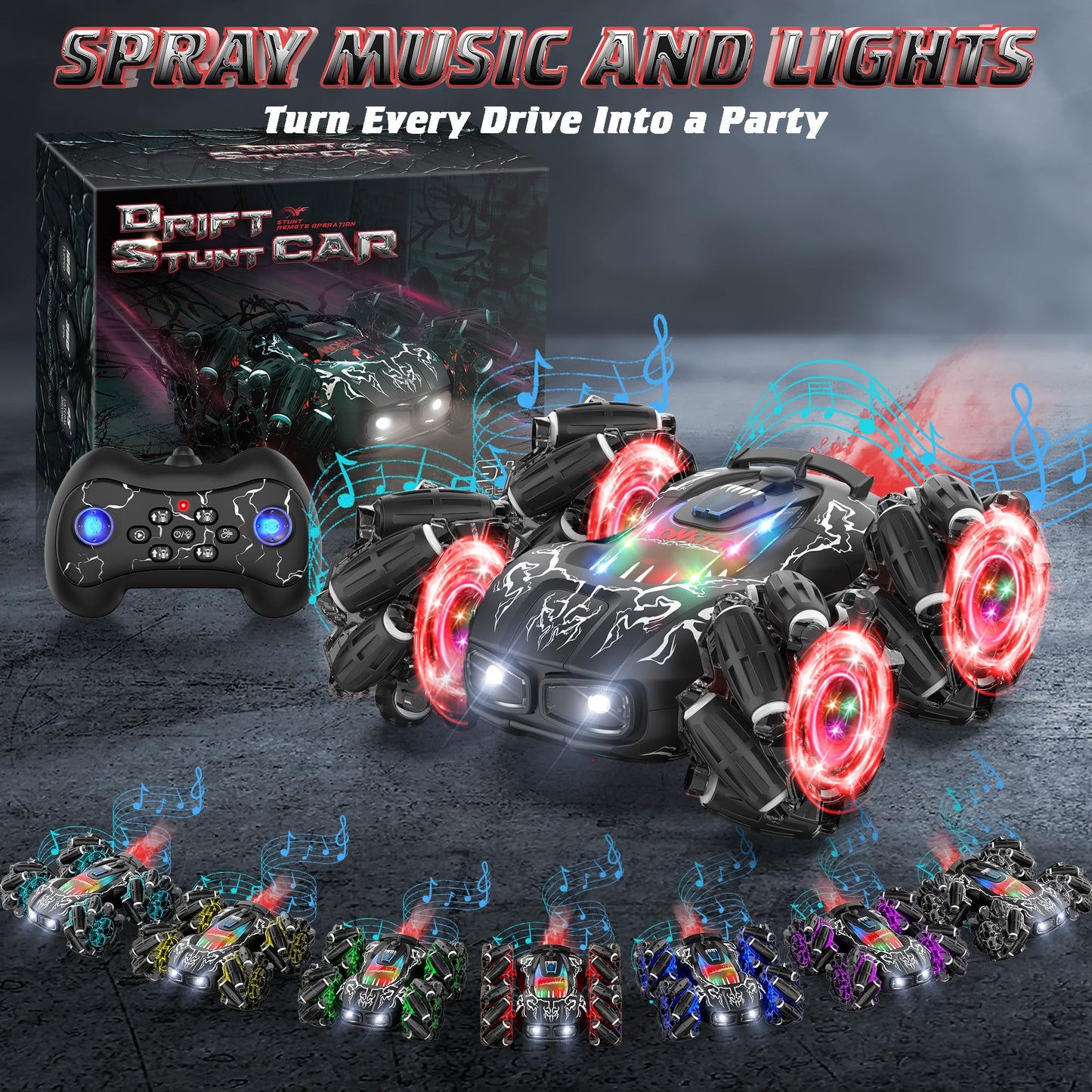 OSIMILY Remote Control Car Monster Truck - 2.4GHz New Upgraded Double-Sided 360 Rotating RC Cars with Headlights, 4WD Kids, Suit