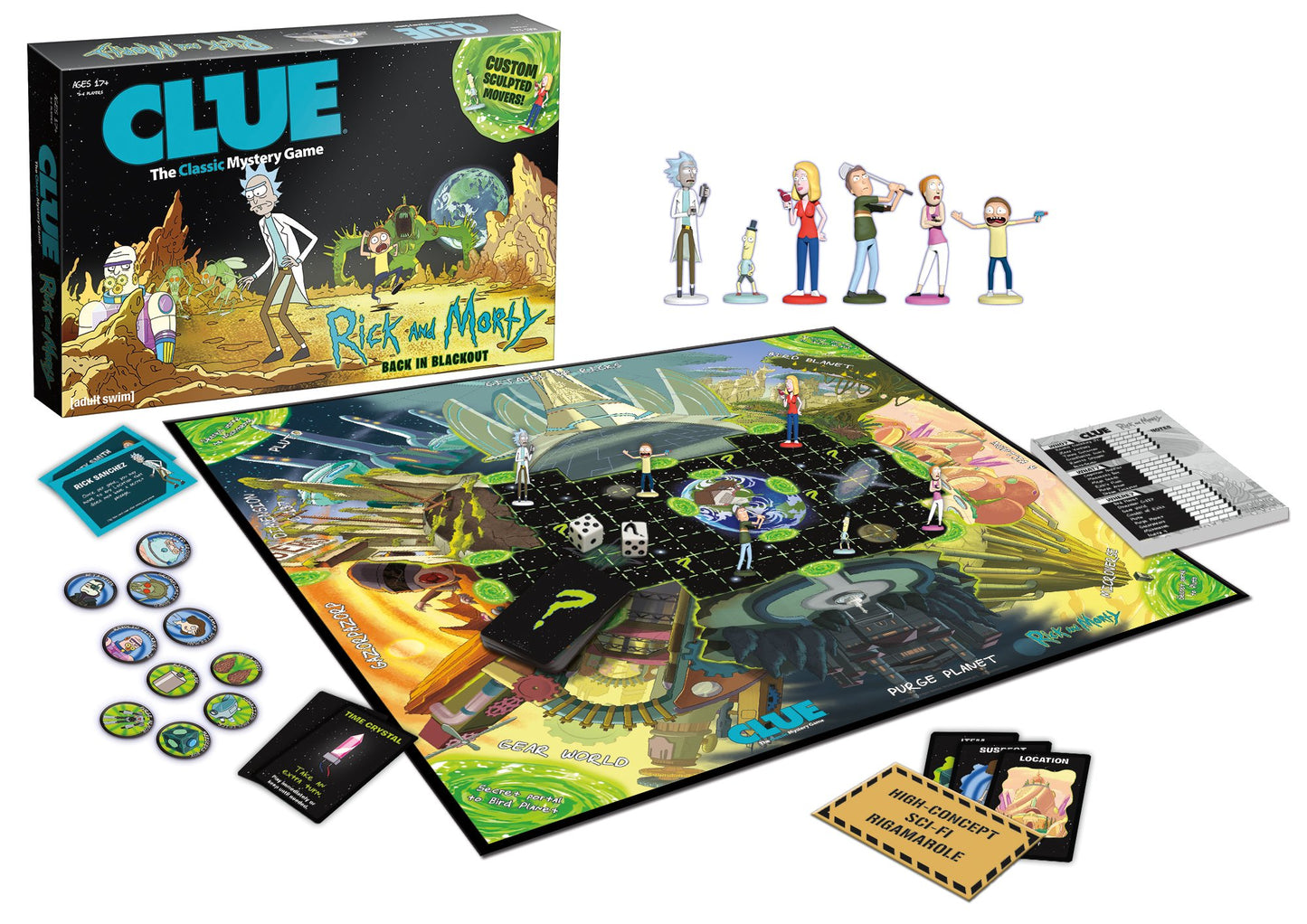 USAopoly CLUE: Rick and Morty | Featuring Characters from The mature-themed Swim TV Show Rick & Morty | Collectible Clue Board Game | Perfect for Rick & Morty Fans