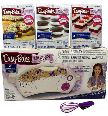 Easy Bake Oven Easy Bake Ultimate Oven Bundle Baking Star Edition + Larger Size 13.8 Oz. 3-Pack Refill Mixes (Pizza, Whoopie Pie