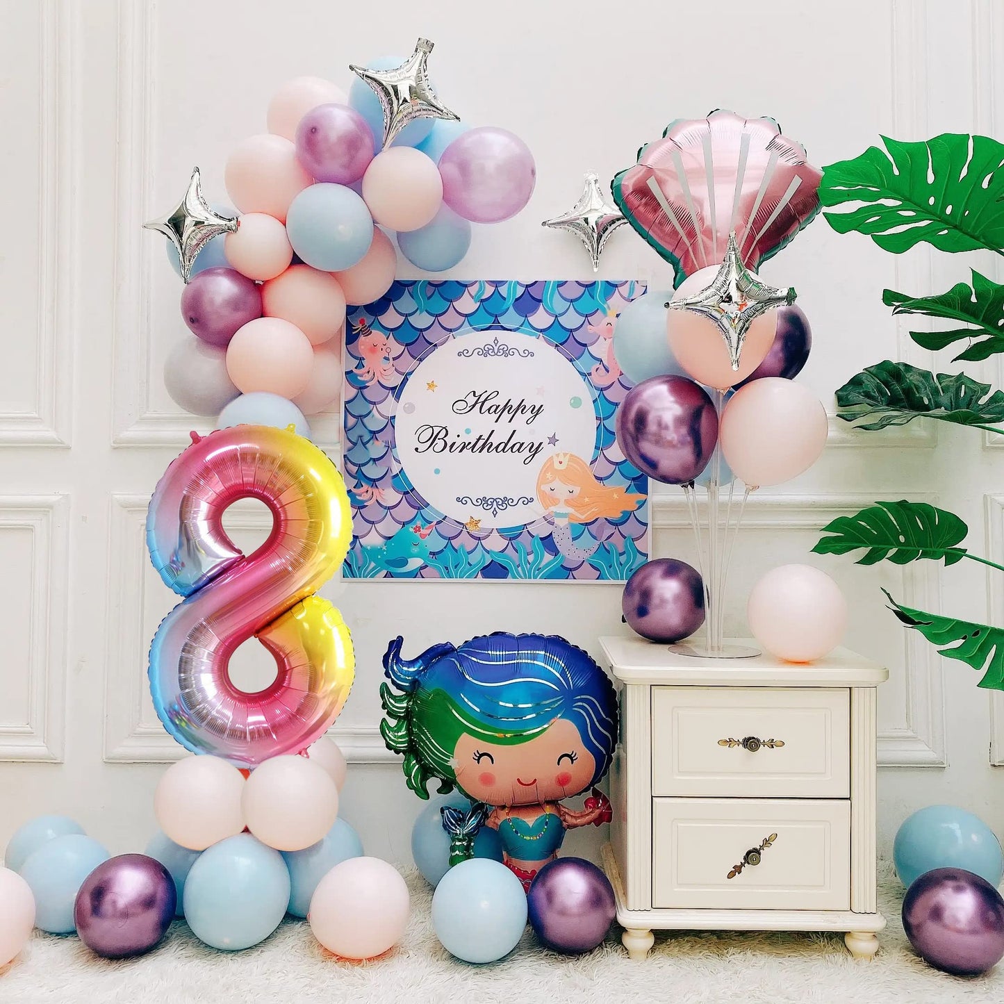 Smlpuame 40 Inch Number Balloons 0-9 Rainbow Gradient Large Number 8 Balloons, Digital Balloons For Birthday Party Celebration D