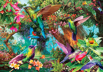 Buffalo Games Hummingbird Garden 500 Piece Jigsaw Puzzle - Hidden Images, Green, Model 3789, Paper Material