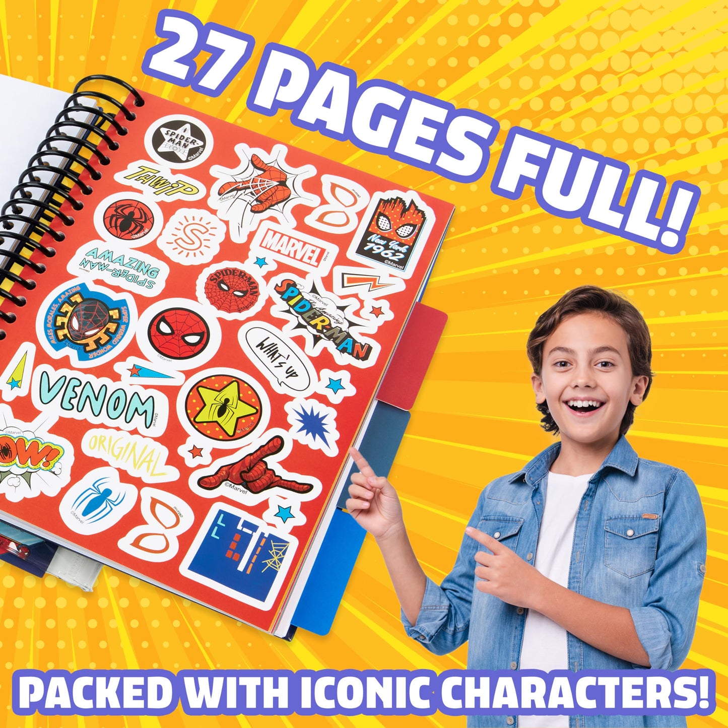 Marvel Boys Sticker Book Over 1000 Spiderman Stickers Scrapbook Colouring Pencils Avengers Activity Book - Boys Gifts (Multi Spi