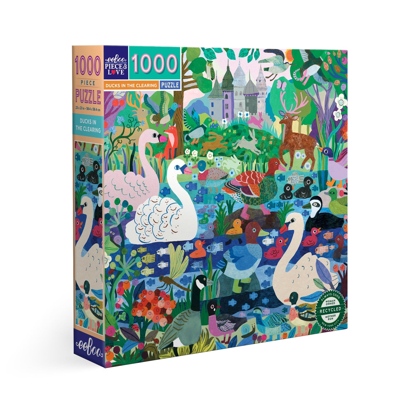 eeBoo Piece & Love: Ducks in The Clearing - 1000 Piece Puzzle - mature-themed Square Jigsaw  23x23  Includes Image Reference Insert  Pieces