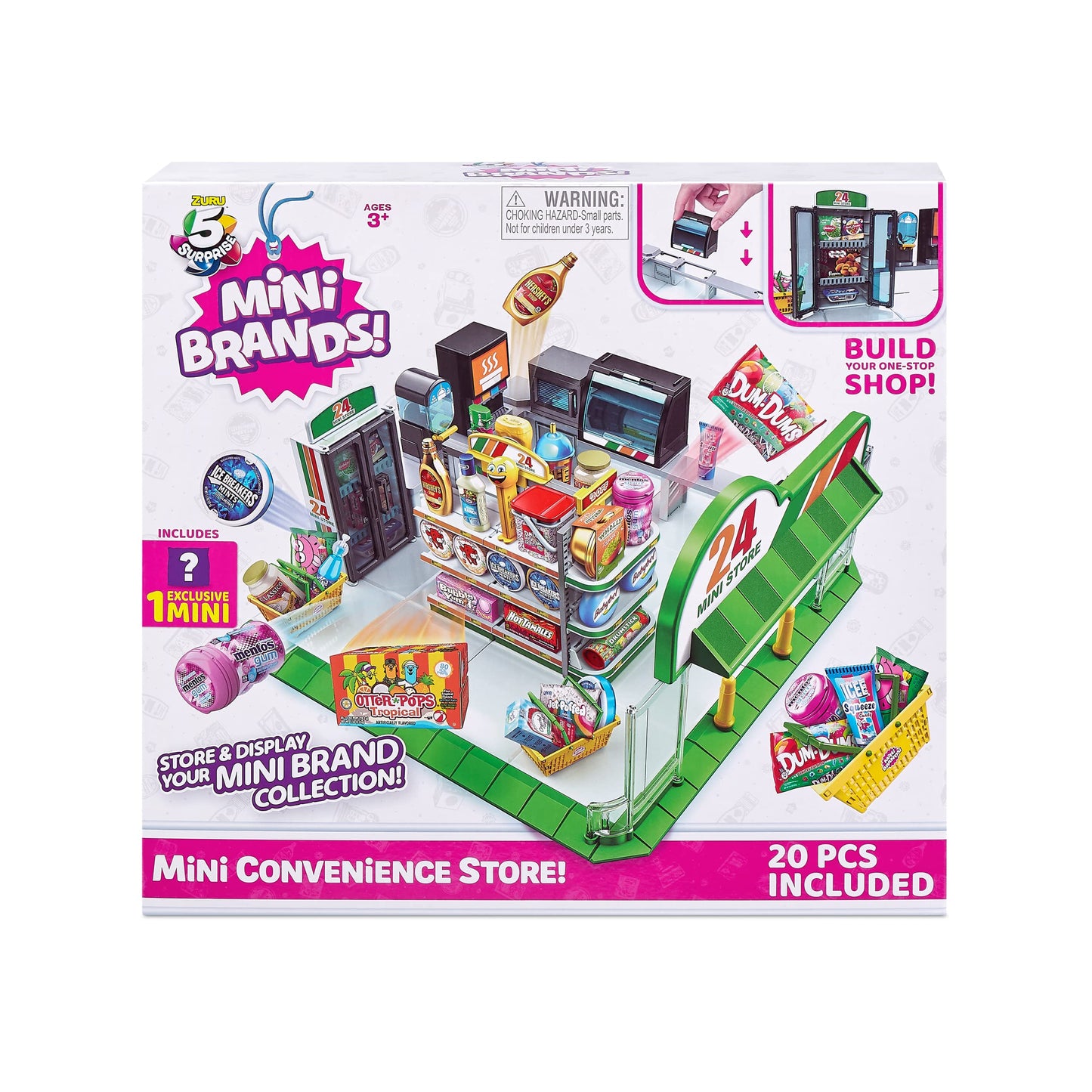 5 Surprise Mini Brands Mini Convenience Store Playset, Small, Multicolor, Model 77170-S001, Includes 1 Exclusive Mini by ZURU