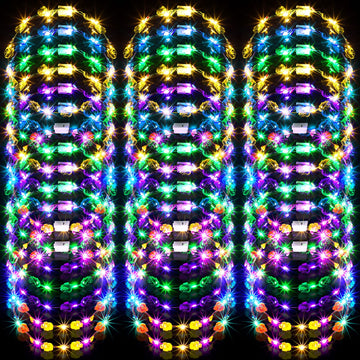 Waydress 40 Pieces LED Flower Crown Light up Headband LED Hair Garlands Glow in The Dark Flower Crown Wreath for Women Brides We