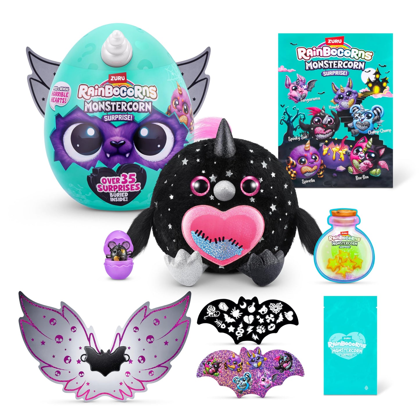 Rainbocorns Monstercorn Surprise Raven - Surprise Unboxing Soft Toy  Fantasy Monster Gifts for Girls  Imaginary Play with Wearable Accessories