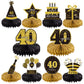 Gexolenu 10Pcs 40Th Birthday Decorations Honeycomb Centerpieces, Gold & Black, For 40 Fabulous Birthday Party