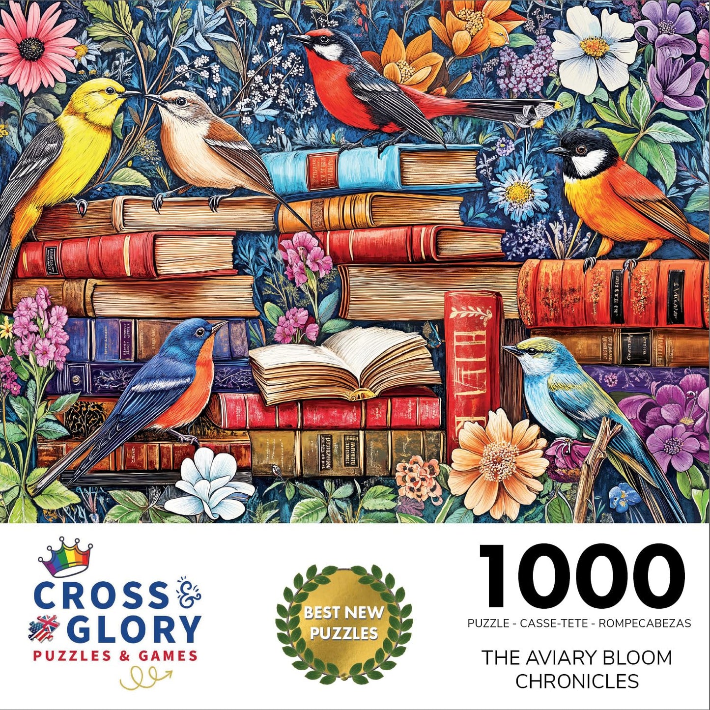 Cross & Glory - The Aviary Bloom Chronicles - 1000 Piece Jigsaw Puzzle For Adults | Stunning Bird And Floral Artwork | Challengi