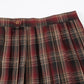 Girlss Short Pleated Plaid Costumes Skirt(Red Mixed Beige White,Medium)