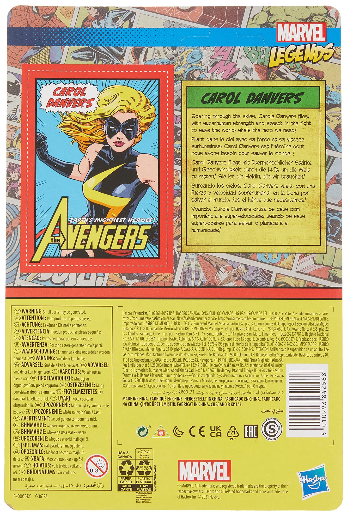 Marvel Hasbro Legends Series 3.75-Inch Retro 375 Collection Carol Danvers Action Figure Toy