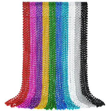 YAXINRUI 30 PCS Mardi Gras Beads, Party Beads Necklaces for Mardi Gras, Christmas, St. Patrick's Day, Beads Party Favors, Metall