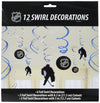 Amscan Sports & Tailgating NHL Party Ice Time Swirl Decorations (12 Pack), Silver/Blue, 10 x 9.5