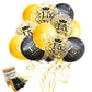 Jonhamwelbor 15Th Birthday Balloons 12 Inch 15Pcs 15 Year Old Black Gold Balloons Latex Confetti Balloons For Fifteen Happy Birt