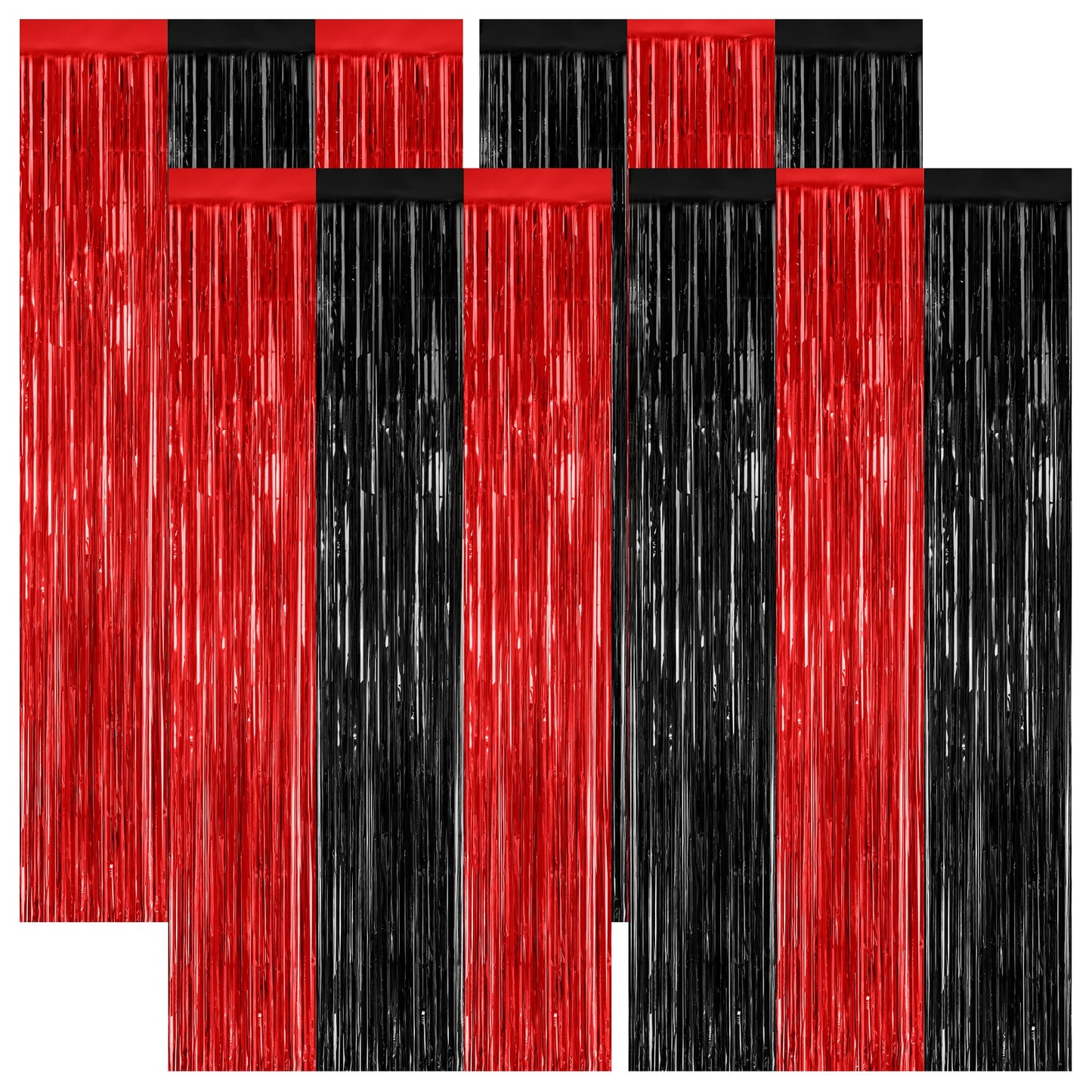 4 Pack Halloween Decorations, 3.28 FT x 7.05 FT Orange Purple Black Party Streamer, Funny Photo Backdrop Foil Curtains Fringe Ti