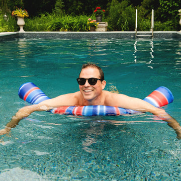Big Joe Noodle No Inflation Needed Pool Float, Blurred Americana Double Sided Mesh, Jumbo 4Ft
