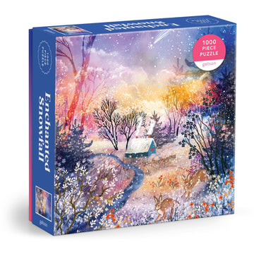 Galison Enchanted Snowfall - 1000 Piece Foil Jigsaw Puzzle Featuring A Beautiful Snowy Winter Landscape Under The Starry Sky