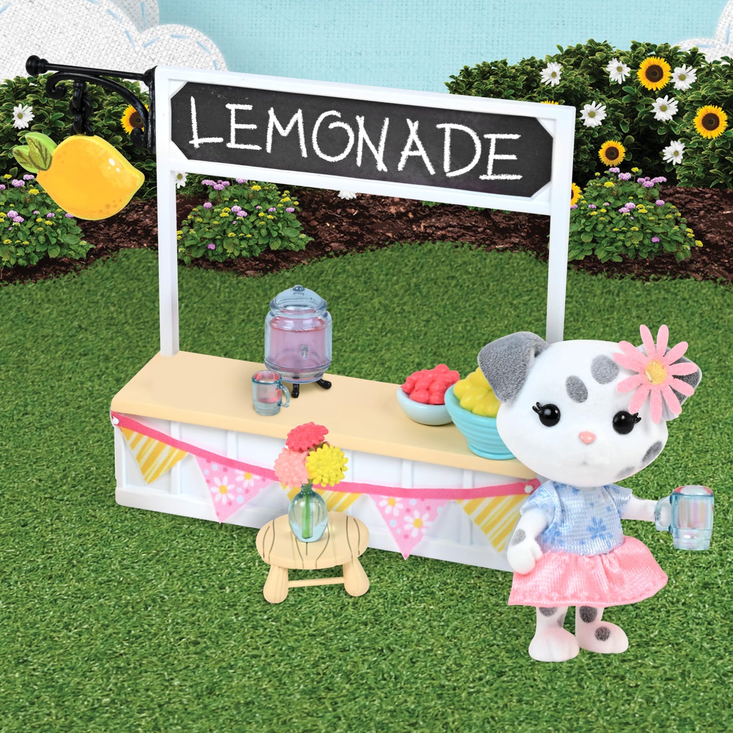 Honey Bee Acres Sweet & Sour Lemonade Stand Set with Miniature Doll, 9 Pieces, Multi, Ages 3+