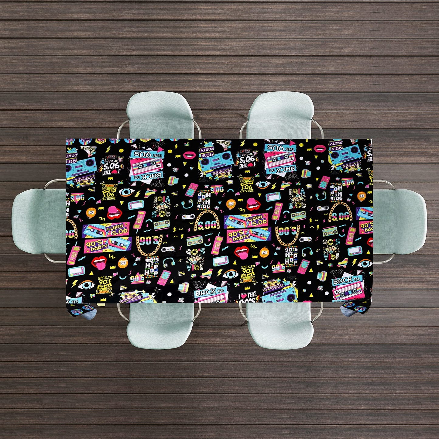 WOXIN 3 Pack 90s Party Tablecloth, Back to 90s Hip Hop Party Birthday Table Cover for 1990s Theme Party Decorations Supplies