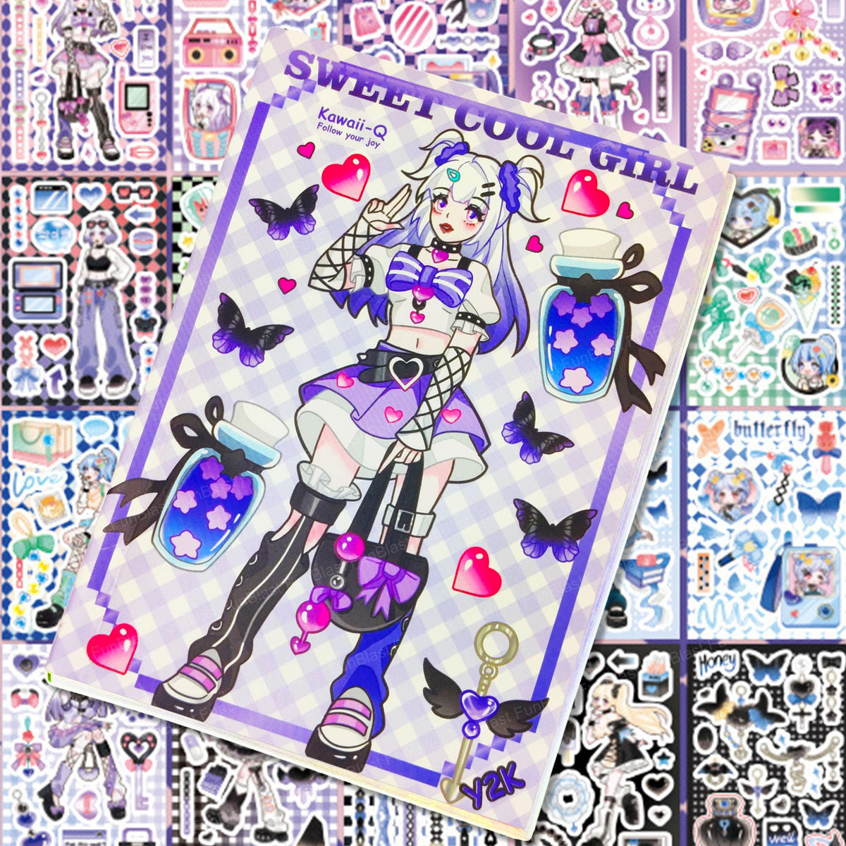 Funblast Kawaii Stickers Book  20 Sheets/400 Stickers, Korean Selfadhesive Kawaii Sticker, Japanese Style Decorative Stickers,