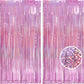 MALANKU 2 Pack Foil Fringe Backdrop Curtains Pink Party Decorations - 3.3 x 8.2ft Tinsel Curtain Photo Backdrops for Birthdays C