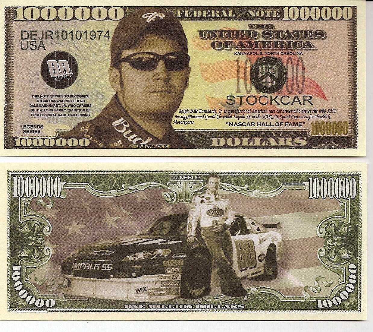 Dale Earnhardt Jr. $Million Dollar$ Novelty Bill Collectible