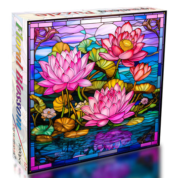 Bgraamiens Puzzle- Stained Glass Flower Puzzles For Adults 1000 Pieces, Art Puzzles,Impossible Hard Challenging Puzzles For Adults, Colorful Stained Glass Jigsaw Puzzle(Floral Blossom)
