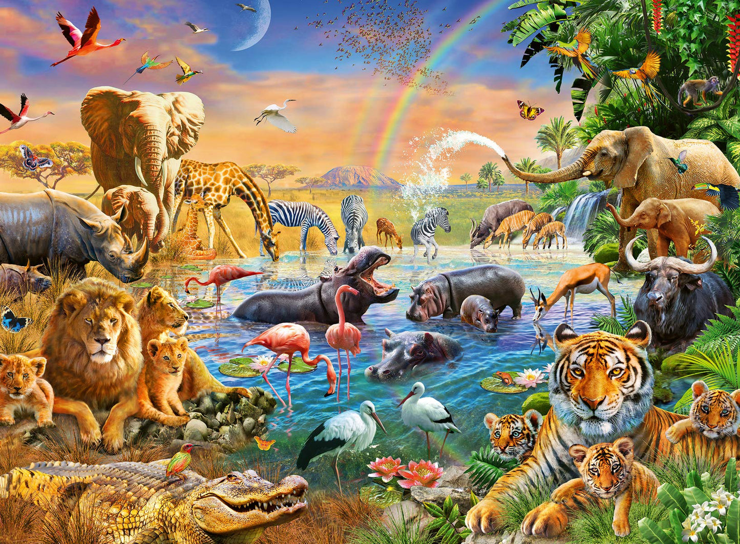 Ravensburger Savannah Jungle Waterhole Puzzle - 100 Unique Pieces | Kid-Friendly, Educational Toy | Enhances Concentration And Creativity | Fsc-Certified, Sustainability Assured