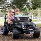 2024 Two (2) Seater Ride On Kids Car Truck w/Remote | Large 24V Battery Licensed Kid Car to Drive 3 Speeds  Leather Seat  MP3 Music by Bluetooth  FM Radio  Rubber Tires (Black)