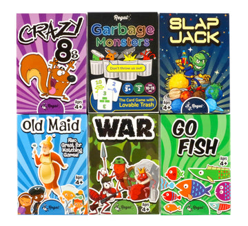 Regal Games Card Games for Kids - 6 Pack Classic Family Games, Plastic, Original Color, Model 272
