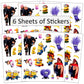 Minions Stickers Party Favors Activity Set Bundle with Stickers, Jumbo Reward Stickers, and Thank You Card Craft