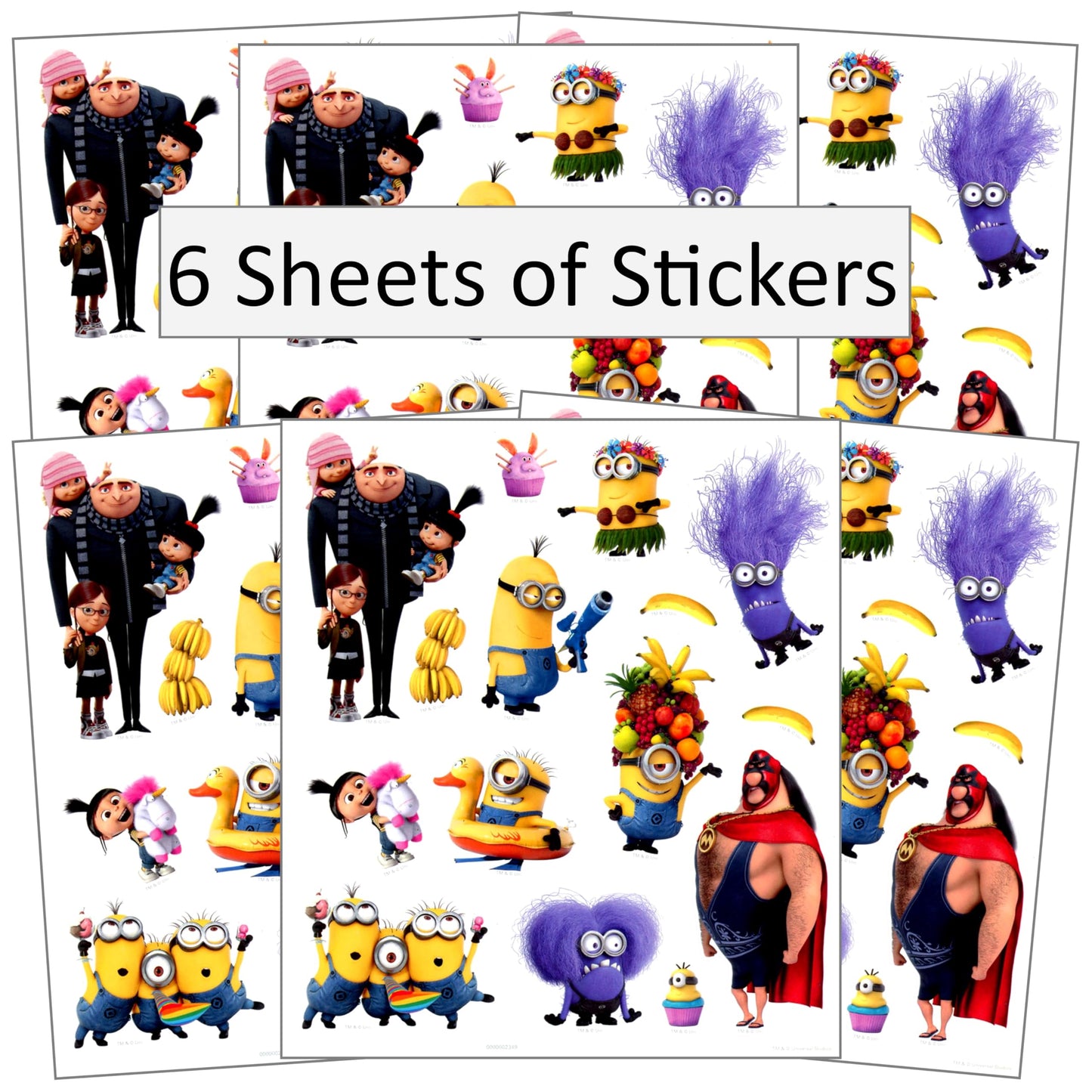 Minions Stickers Party Favors Activity Set Bundle with Stickers, Jumbo Reward Stickers, and Thank You Card Craft
